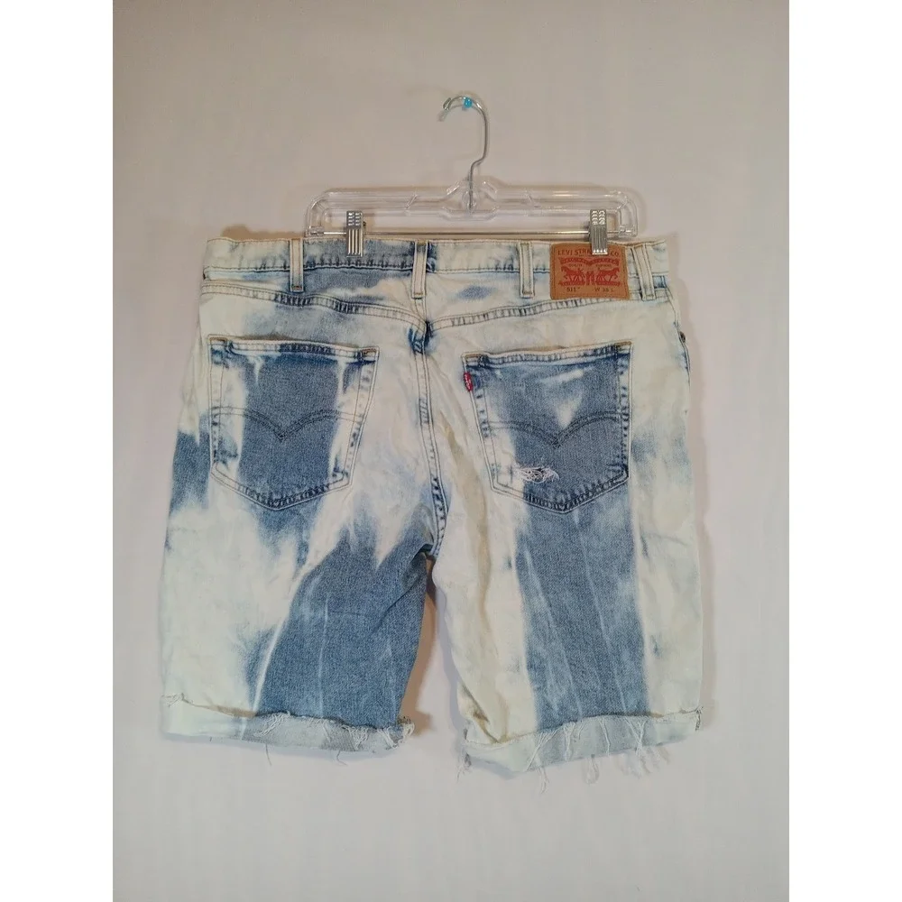 LEVI'S MENS 511  SHORTS DENIM INDIGO & OFF-WHITE SIZE 38 Raw Hem Distressed